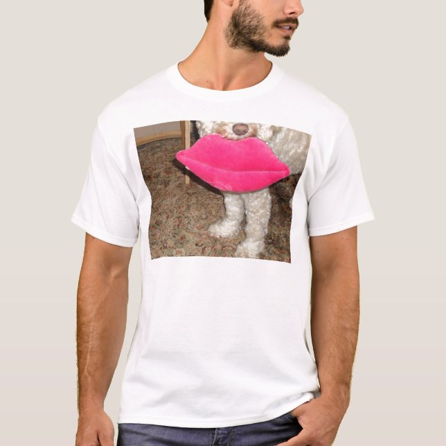 Camiseta Beijando o cão de Cockapoo com lábios (Frente)