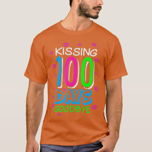Camiseta Beijar 100 Dias Adeus 100º Dia de Ensino