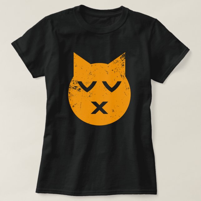 Camiseta Beijar com Olhos Fechados Gato Emoji (Frente do Design)