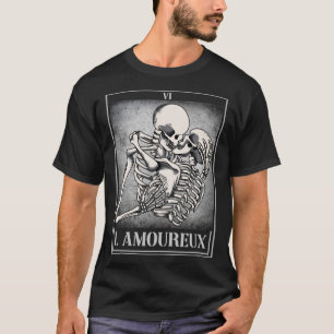 Camiseta Beijar Skeleton Tarot Card Skull Love Bones Horor