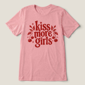 Camiseta Beije Mais Garotas Tipografia Cereja Retro