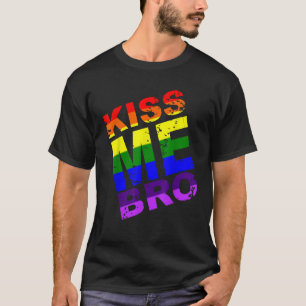 Camiseta Beije-Me Bro, Irmão LGBT Orgulho Arco-Íris Anivers