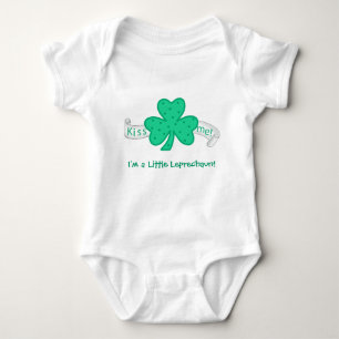Camiseta Beije-me - Creeper pequeno do bebê do Leprechaun