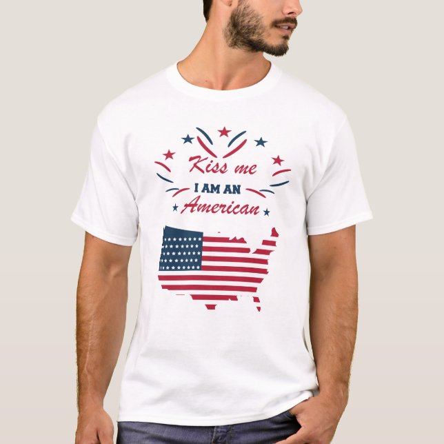 Camiseta beije-me eu sou americano (Frente)