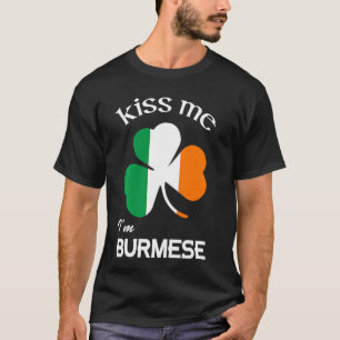 Camiseta Beije-Me Eu Sou Birmanês Shamrock Burma Rua Patric