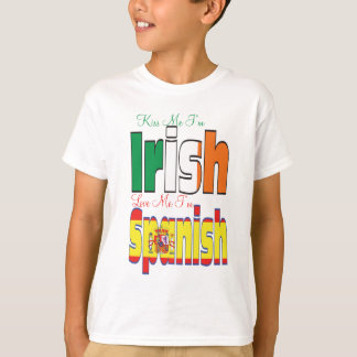 Camiseta Beije-me Eu sou Irlandês Amo-me Eu sou Espanhol