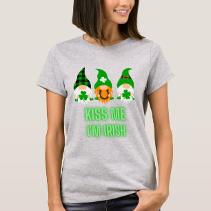 Camiseta Beije Me Eu Sou Irlandês Dia de São Patrício Gnome