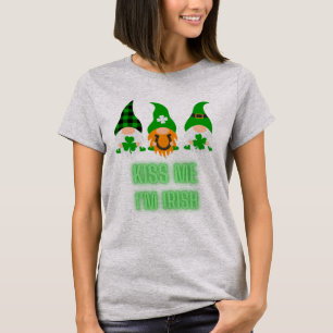 Camiseta Beije Me Eu Sou Irlandês Dia de São Patrício Gnome