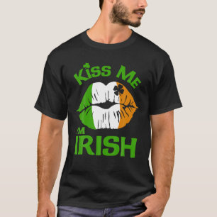 Camiseta Beije-me Eu sou Lábios irlandeses Lucky Shamrock 
