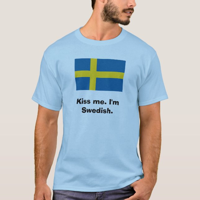 Camiseta Beije-me. Eu sou sueco (Frente)