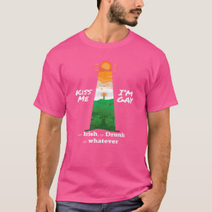 Camiseta Beije-Me Im Gay Ou Irish Ou Bebado Women Sunset Pa