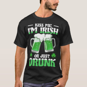 Camiseta Beije-Me Im Irish Ou Apenas Bebado Green Beer Rua