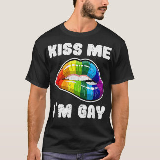 Camiseta Beije-me lábios arco-íris LGBTQ gay _1