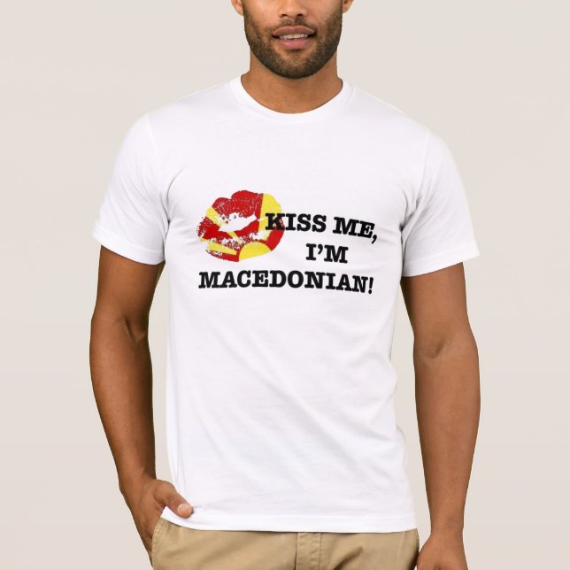 Camiseta Beije-me o macedónio Im (Frente)