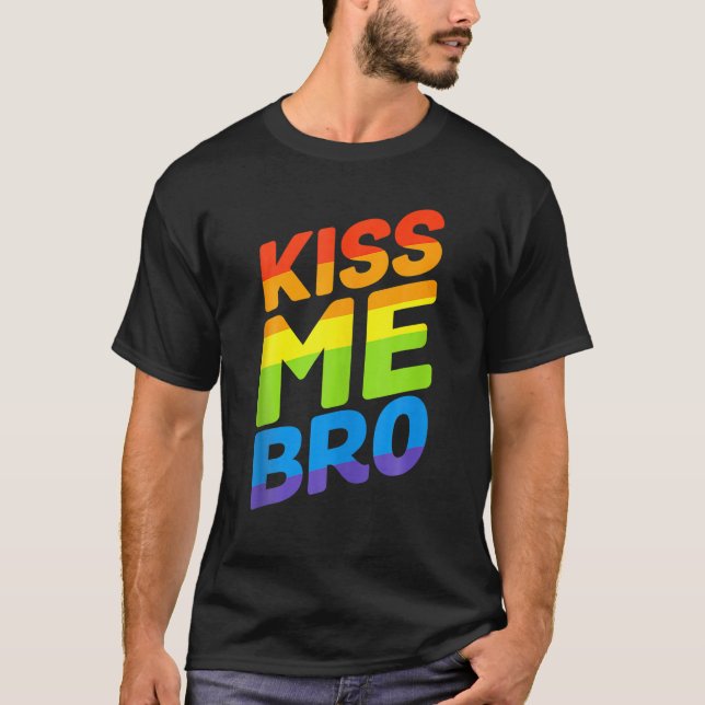 Camiseta Beije-me, Orgulho gay LGBTQ (Frente)