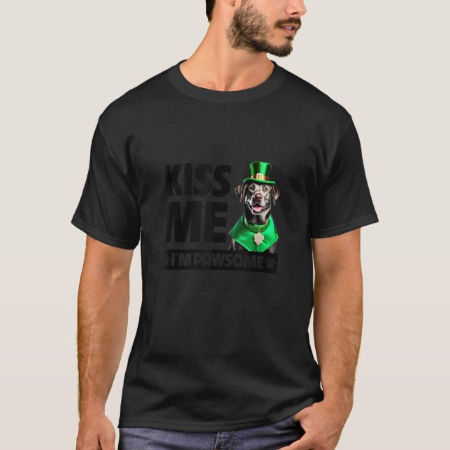 Camiseta Beije-me Sou a Rua do Pawsome Silver Lab Retriever (Frente)