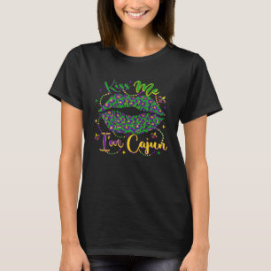 Camiseta Beije-me Sou Cajun Mardi Gras Lip Fleur De Lis Car