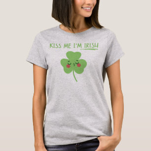 Camiseta Beije-me, sou Dia de São Patrício de Shamrock croc
