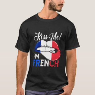 Camiseta Beije-Me Sou Francês, Um Lábios De Orgulho Da Fran