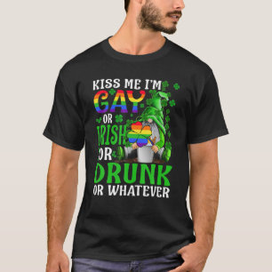 Camiseta Beije-me Sou Gay ou Irlandês ou Rua Bebado Patric