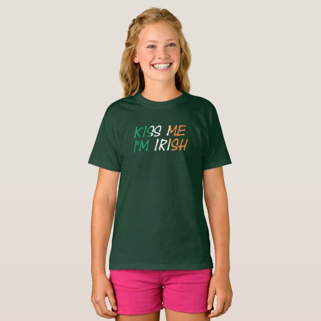 Camiseta Beije-me Sou irlandês (Frente Completa)