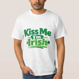 Camiseta Beije-me, Sou Irlandês Tipografia Moderna Trevo da