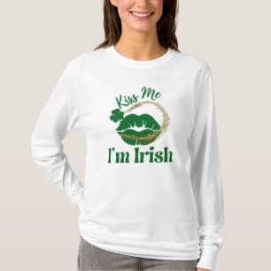 Camiseta Beije-me, sou Lábios irlandeses e da Mulher Shamro