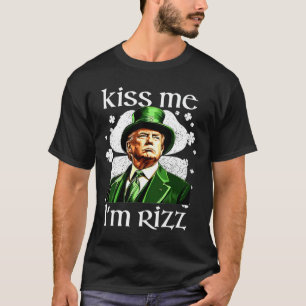 Camiseta Beije-me Sou Rizz Trump Shamrock Dia de São Patríc