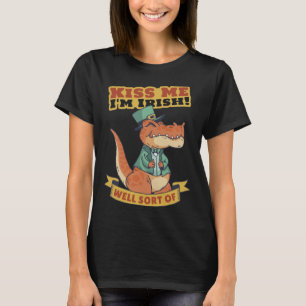 Camiseta Beije-me Sou Rua de Dinossauro Irlandês Dia de Pat