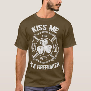 Camiseta Beije-me, sou um Bombeiro Dia de São Patrício Sham