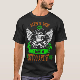Camiseta Beije-me Sou uma Rua de Tatuagem Artista Caveira E