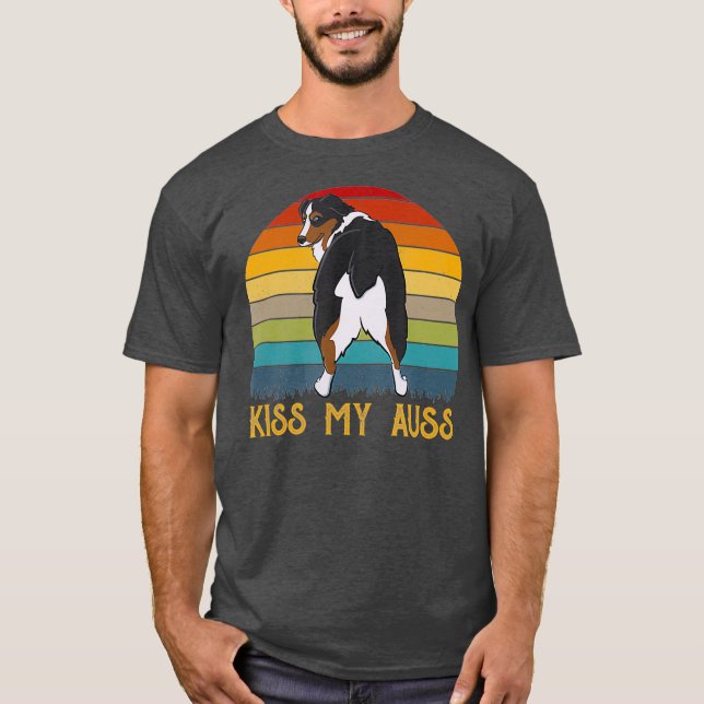 Camiseta Beije Meu Auss Engraçado Aussie Mãe Aussie Proprie (Frente)