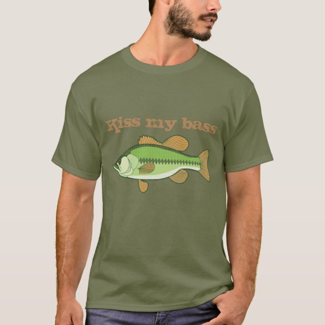 Camiseta "Beije minha" pesca engraçada baixa (Frente)