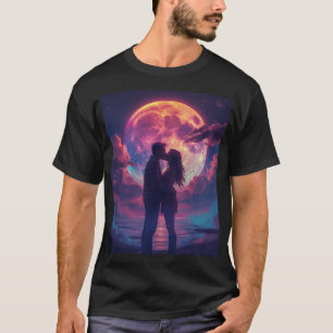 Camiseta Beijo Arco-íris Sob Luz da Lua