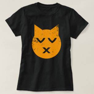Camiseta Beijo com o gato fechado Emoji do Grunge dos olhos