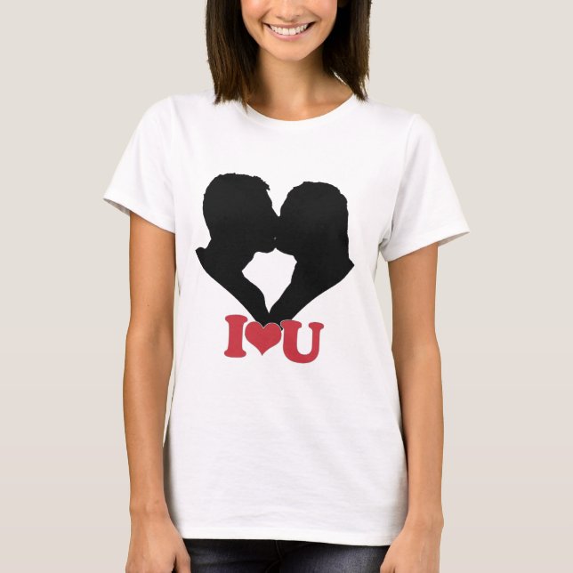 Camiseta Beijo de casal com ♥ U (Frente)