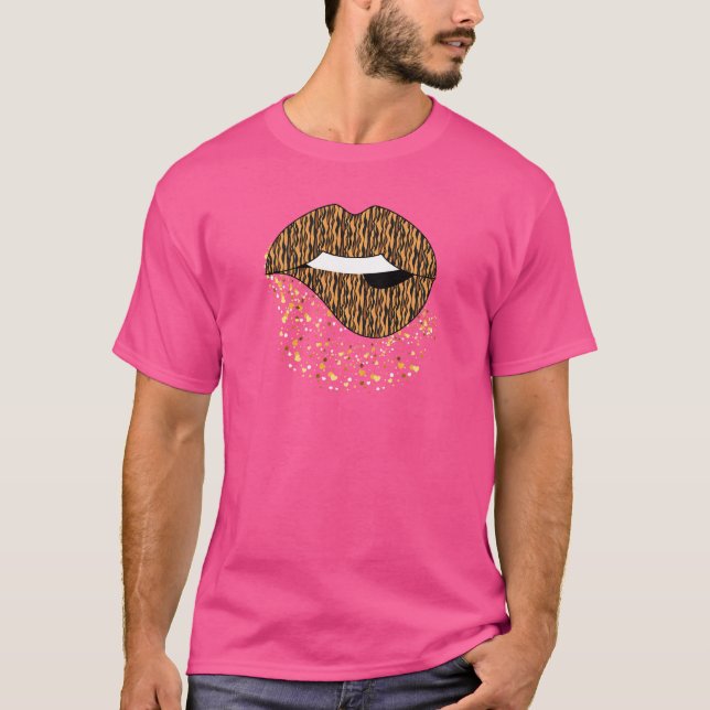 Camiseta Beijo de Lábios de Discagem de Impressão para Stri (Frente)