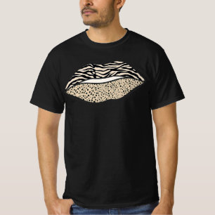 Camiseta beijo de lábios-zebra-leopardo   presente de impre