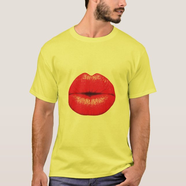 Camiseta Beijo de pop com batom Lábios (Frente)