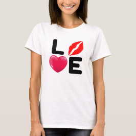 Camiseta Beijo e Coração do Dia dos Namorados