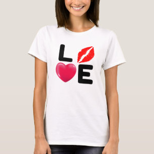 Camiseta Beijo e Coração do Dia dos Namorados