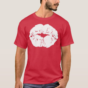 Camiseta Beijo Lábios Boca Batom Preto Branco