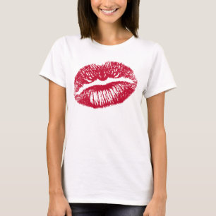 Camiseta Beijo, Lábios Vermelhos
