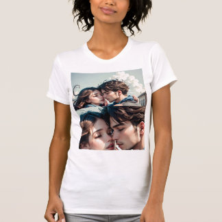 Camiseta Beijo romântico de casais na estrada