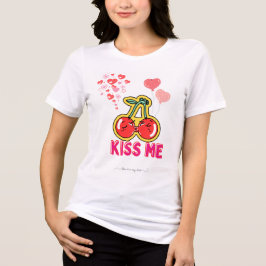 Camiseta Beijo Romântico Tipografia Doce Rosa Vermelho 