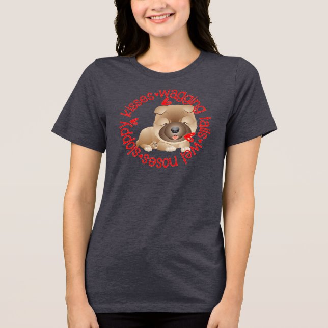 Camiseta Beijos babados, chow chow,  (Frente)