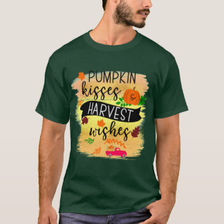 Camiseta Beijos de Abóbora Desejos de Colheita Presentes da