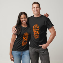 Camiseta Beijos de Abóbora Desejos de Colheita Tipografia