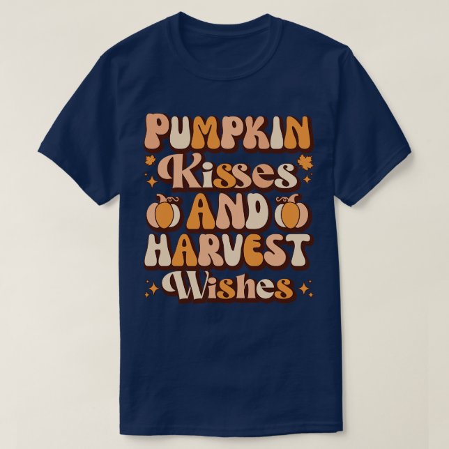Camiseta beijos de abóbora e desejos de colheita (Frente do Design)