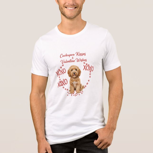 Camiseta Beijos de Cockapoo Desejos de Dia dos Namorados Am (Frente)